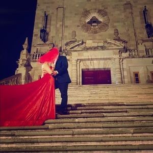 Long red dress
